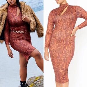 Eloquii snake print cut out bodycon midi dress‎ size 18